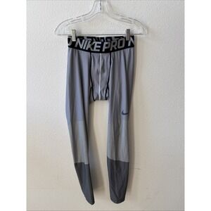 Nike Pro Hyper Warm Compression Pants Size Large Gray/Black/White SWOOSH